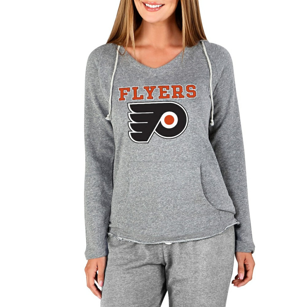 NHL Philadelphia Flyers Concepts Sport Women's Mainstream Terry Tri-Blend Long Sleeve Hooded Top