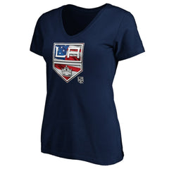 NHL Los Angeles Kings Women's Banner Wave Logo V-Neck T-Shirt T-Shirt