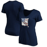 NHL New York Rangers Women's Banner Wave Logo V-Neck T-Shirt T-Shirt