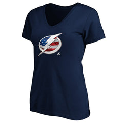 NHL Tampa Bay Lightning Women's Banner Wave Logo V-Neck T-Shirt T-Shirt