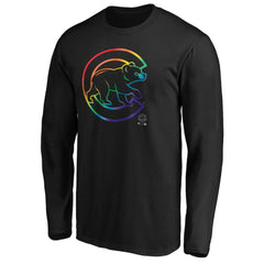 Black Chicago Cubs Team Pride Logo Long Sleeve T-Shirt
