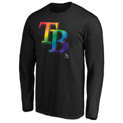 Black Tampa Bay Rays Team Pride Logo Long Sleeve T-Shirt