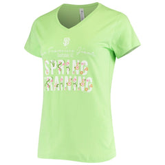 Green San Francisco Giants Soft as a Grape Women's Script Floral V-Neck T-Shirt