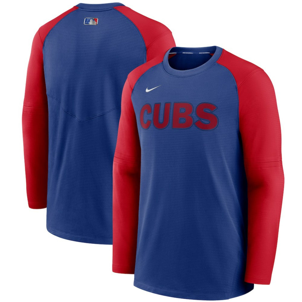 Royal/Red Chicago Cubs Nike Authentic Collection Pregame Performance Raglan Pullover Sweatshirt