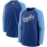 Royal/Light Blue Kansas City Royals Nike Authentic Collection Pregame Performance Raglan Pullover Sweatshirt