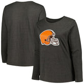 Women's Plus Size Primary Logo Long Sleeve Scoop Neck T-Shirt - Cleveland Browns T-shirts