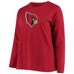 Women's Plus Size Primary Logo Long Sleeve Scoop Neck T-Shirt - Arizona Cardinals T-shirts