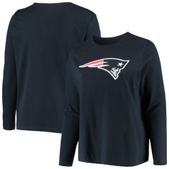 Women's Plus Size Primary Logo Long Sleeve Scoop Neck T-Shirt - New England Patriots T-shirts
