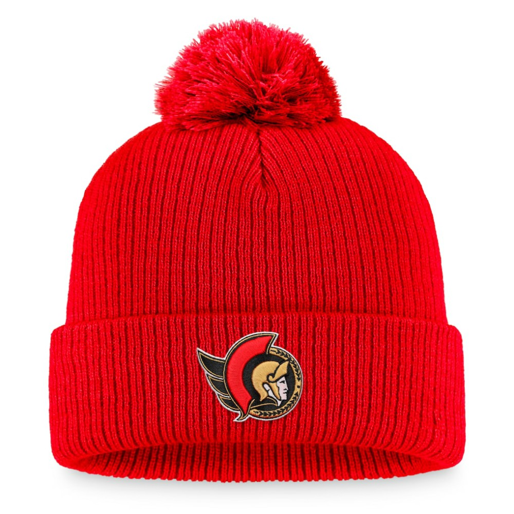 NHL Ottawa Senators Fanatics Core Primary Logo Cuffed Knit Hat with Pom
