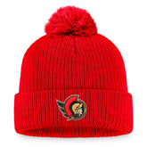 NHL Ottawa Senators Fanatics Core Primary Logo Cuffed Knit Hat with Pom