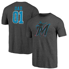 Black Miami Marlins Father's Day Greatest Dad Tri-Blend T-Shirt