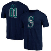 Navy Seattle Mariners Father's Day Greatest Dad Tri-Blend T-Shirt
