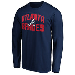 Navy Atlanta Braves Father's Day #1 Dad Long Sleeve T-Shirt