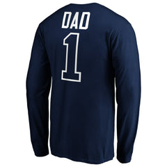 Navy Atlanta Braves Father's Day #1 Dad Long Sleeve T-Shirt