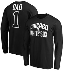 Black Chicago White Sox Father's Day #1 Dad Long Sleeve T-Shirt