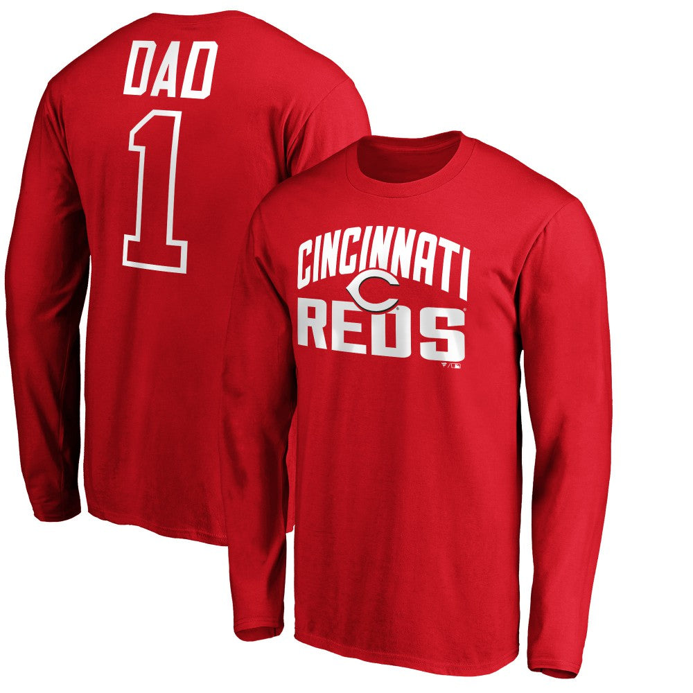 Red Cincinnati Reds Father's Day #1 Dad Long Sleeve T-Shirt
