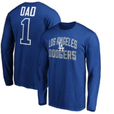 Royal Los Angeles Dodgers Father's Day #1 Dad Long Sleeve T-Shirt