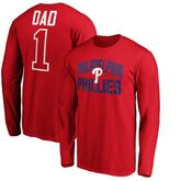 Red Philadelphia Phillies Father's Day #1 Dad Long Sleeve T-Shirt