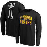 Black Pittsburgh Pirates Father's Day #1 Dad Long Sleeve T-Shirt