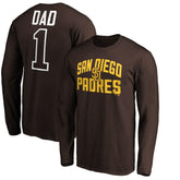 Brown San Diego Padres Father's Day #1 Dad Long Sleeve T-Shirt