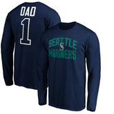 Navy Seattle Mariners Father's Day #1 Dad Long Sleeve T-Shirt