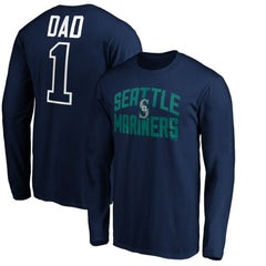 Navy Seattle Mariners Father's Day #1 Dad Long Sleeve T-Shirt