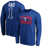 Royal Texas Rangers Father's Day #1 Dad Long Sleeve T-Shirt