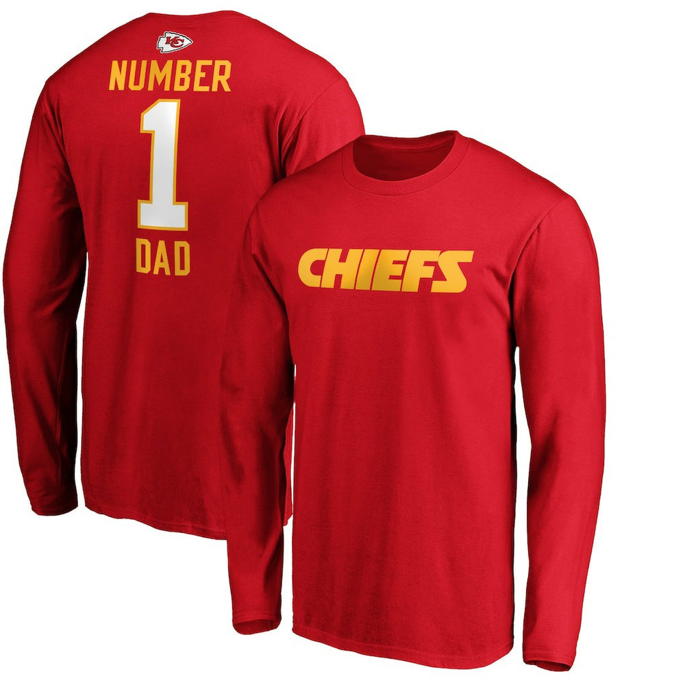 #1 Dad Long Sleeve Team Logo T-Shirt - Kansas City Chiefs T-shirts