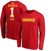 #1 Dad Long Sleeve Team Logo T-Shirt - Kansas City Chiefs T-shirts