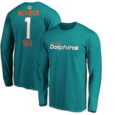 #1 Dad Long Sleeve Team Logo T-Shirt - Miami Dolphins T-shirts
