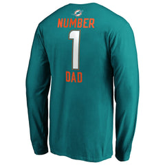 #1 Dad Long Sleeve Team Logo T-Shirt - Miami Dolphins T-shirts