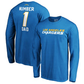 #1 Dad Long Sleeve Team Logo T-Shirt - Los Angeles Chargers T-shirts