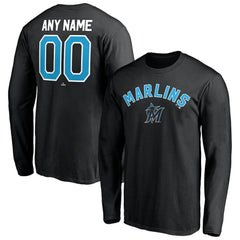Black Miami Marlins Personalized Winning Streak Name & Number Long Sleeve T-Shirt