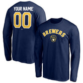 Navy Milwaukee Brewers Personalized Winning Streak Name & Number Long Sleeve T-Shirt