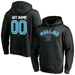 Black Miami Marlins Personalized Winning Streak Name & Number Pullover Hoodie