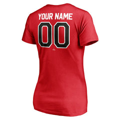 Red Cincinnati Reds Women's Personalized Winning Streak Name & Number V-Neck T-Shirt