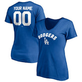 Royal Los Angeles Dodgers Women's Personalized Winning Streak Name & Number V-Neck T-Shirt