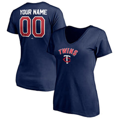 Navy Minnesota Twins Women's Personalized Winning Streak Name & Number V-Neck T-Shirt