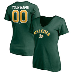 Green Athletics Women's Personalized Winning Streak Name & Number V-Neck T-Shirt