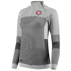 Gray Chicago Cubs Levelwear Women's Verse Asymmetrical Raglan Tri-Blend Quarter-Zip Jacket