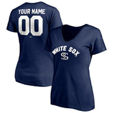 Navy Chicago White Sox Women's Cooperstown Winning Streak Alternate Personalized Name & Number V-Neck T-Shirt