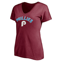 Burgundy Philadelphia Phillies Women's Cooperstown Winning Streak Alternate Personalized Name & Number V-Neck T-Shirt