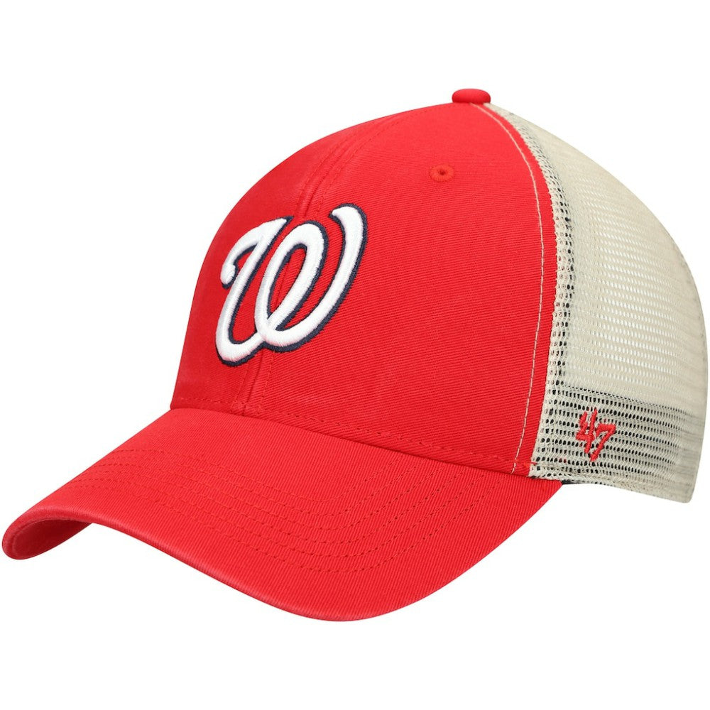 Red/Natural Washington Nationals '47 Flagship Washed MVP Trucker Snapback Hat