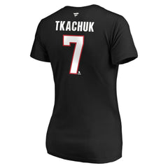 NHL Brady Tkachuk Ottawa Senators Fanatics Women's Authentic Stack Name & Number V-Neck T-Shirt