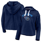 Women's Historic Logo Sport Resort Vintage Arc Cropped Raw Edge Pullover Hoodie - Tennessee Titans Hoodies
