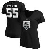NHL Quinton Byfield Los Angeles Kings Fanatics Women's Authentic Stack Name & Number V-Neck T-Shirt