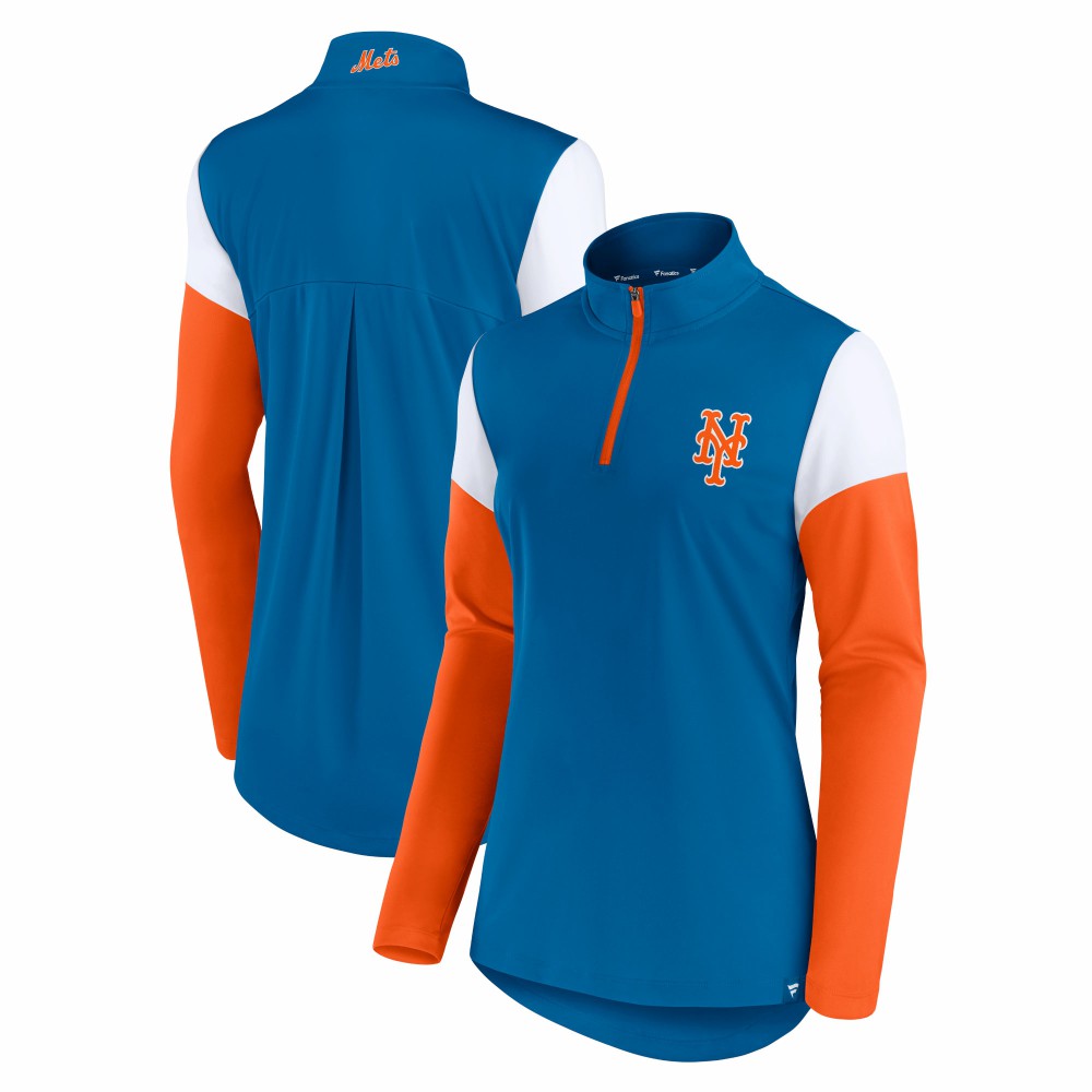 Royal/Orange New York Mets Fanatics Women's Authentic Fleece Quarter-Zip Jacket