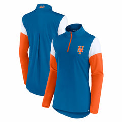 Royal/Orange New York Mets Fanatics Women's Authentic Fleece Quarter-Zip Jacket