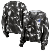 White/Black Chicago White Sox Fanatics Women's Tie-Dye V-Neck Pullover Cropped Tee
