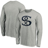 Heathered Gray Chicago White Sox Cooperstown Collection Huntington Logo Long Sleeve T-Shirt